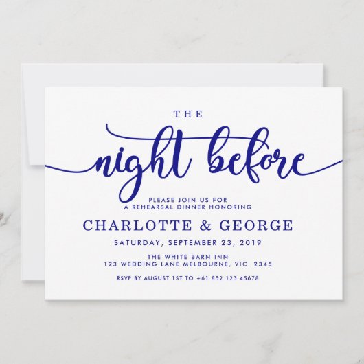 濃紺招待の前の夜 招待状 (正面)