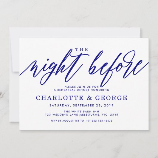 濃紺招待の前の夜 招待状 (正面)