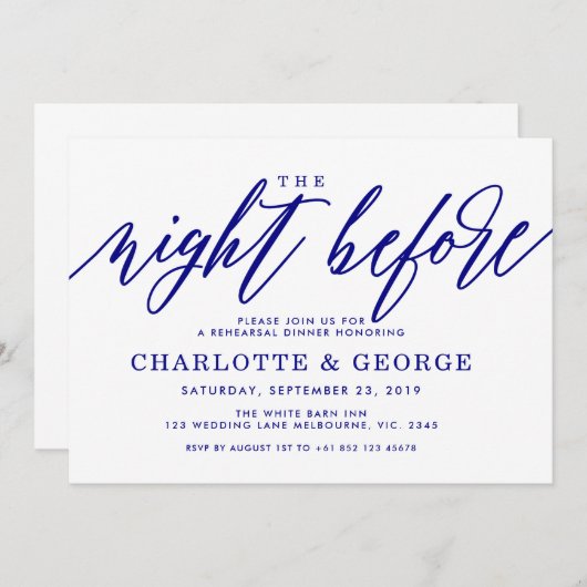 濃紺招待の前の夜 招待状 (正面/裏面)