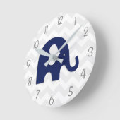 濃紺灰色象の子供部屋の柱時計 ラウンド壁時計 (傾斜)