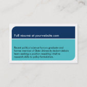 濃紺頭が切れるな学生の雇用の概要カード コーリングカード (裏面)