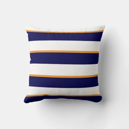 濃紺、オレンジおよび大きい白のストライプ クッション (裏面)