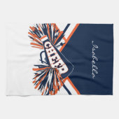 濃紺、オレンジ及び白のチアリーダーの用品類 キッチンタオル (横)