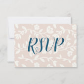 濃紺 ピンク 蝶 返信カード RSVP (裏面)