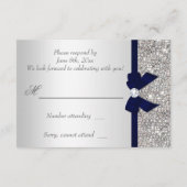 濃紺　フェイクボウ　シルバー　スパンコール　ダイヤモンド　RSVP 出欠カード (裏面)