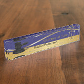 濃紺|及び金ゴールドを正義|弁護士のはかりで測られる デスクネームプレート (側面)