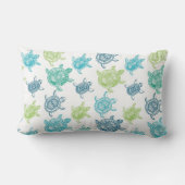 濃紺+水+ライムグリーン+ティール（緑がかった色）のウミガメ ランバークッション (裏面)