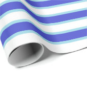 濃紺、白いおよびパステル調の青い縞 ラッピングペーパー (ロールコーナー)