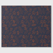 濃紺Aの錆の葉そして枝 ラッピングペーパー (フラット)