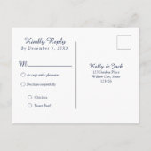 濃紺Sunflower/RSVPの結婚式の郵便はがき インビテーションポストカード (裏面)