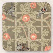 濃緑色のbackgとの格子垣の壁紙のデザイン コースター (正面)