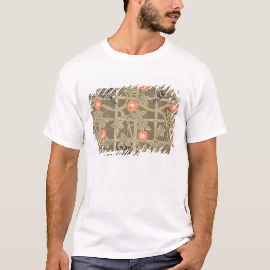 濃緑色のbackgとの格子垣の壁紙のデザイン tシャツ (正面)