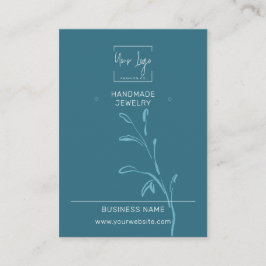 濃色ティール(緑がかった色)リーフ社会QRジュエリー表示カード コーリングカード