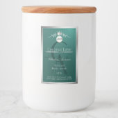 濃色ティール(緑がかった色)製品ラベル銀枠ロゴモノグラム フードラベル (正面)