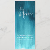 濃色ティール（緑がかった色）青モダン緑ア結婚ート メニュー (正面)