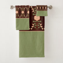 濃茶色の桃と緑