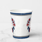 濃赤とネイビーブルーの花のシルバーリース 紙コップ (右)