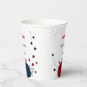 濃赤とネイビーブルーの花 シルバー 紙コップ (右)