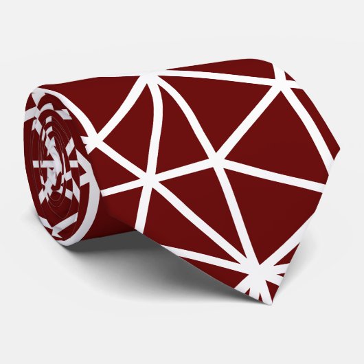 濃赤の三角幾何学模様 ネクタイ (ロール)