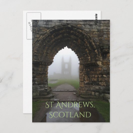濃霧の中のスコットランド大聖堂アーチ ポストカード (正面/裏面)