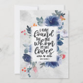 濃青の花と赤い実の花束 ウェディング セーブザデート (裏面)