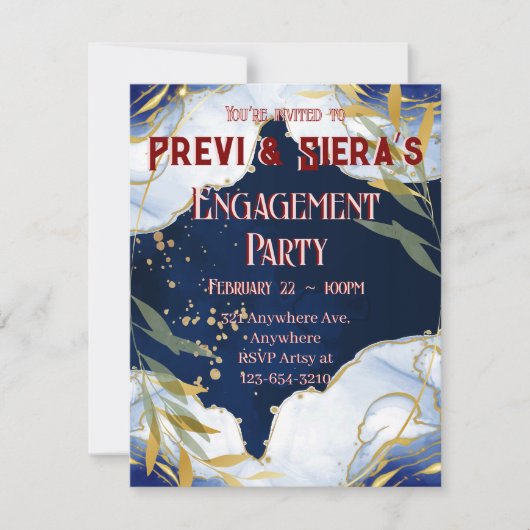 濃青大理石金箔 招待状 (正面)