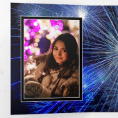 濃鮮やか色の花火2026年新年3枚の写真 三つ折りクリスマスカード (内部最初)