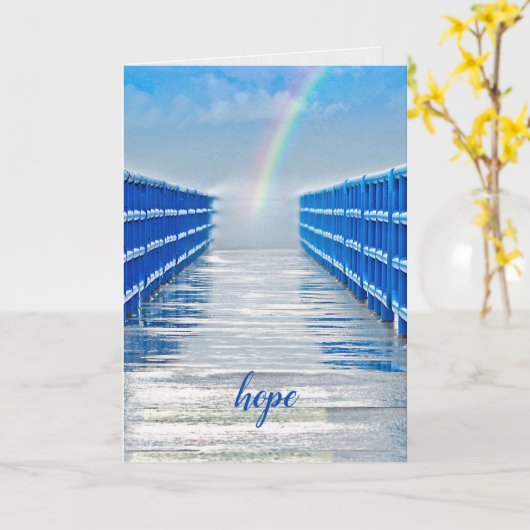 濡れた桟橋に虹を望む カード (黄色い花)