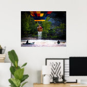 濡れた熱気球の滴下 ポスター (ホームオフィス)