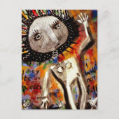 瀬戸際で食事をする女性 ポストカード (正面)