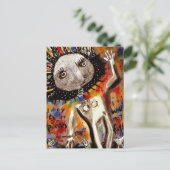 瀬戸際で食事をする女性 ポストカード (スタンド正面)