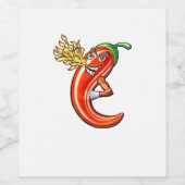 火おもしろいの上のスパイシーなチリ ワインラベル (シングルラベル)