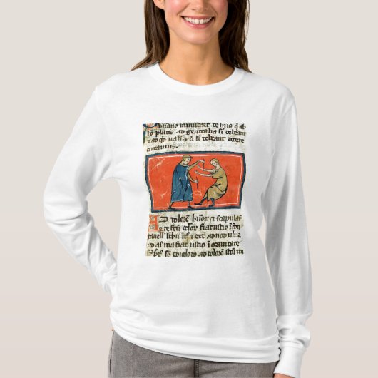 火が付いている傷を焼灼している医者 Tシャツ (正面)