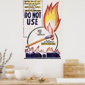 火ではなく火炎の安全を点火:ヴィンテージポスター ポスター (キッチン)