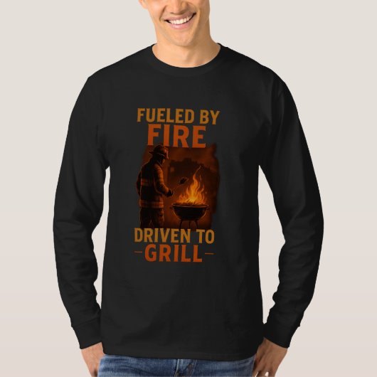 火で燃え、グリルに駆動 Tシャツ (正面)