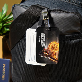 火とヨハネ10:10節を持つオートバイのライダー ラゲッジタグ