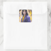 火と星を持つエルヴェンメイジ:ファンタジーアート スクエアシール (バッグ)