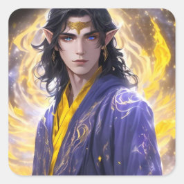 火と星を持つエルヴェンメイジ:ファンタジーアート スクエアシール