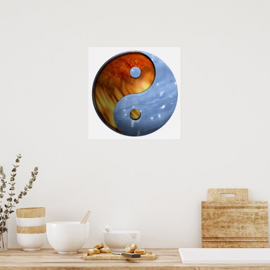 火と水のインとヤンシンボル ポスター (キッチン)