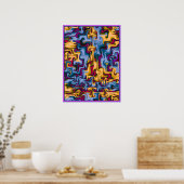 火と水のパターン ポスター (キッチン)