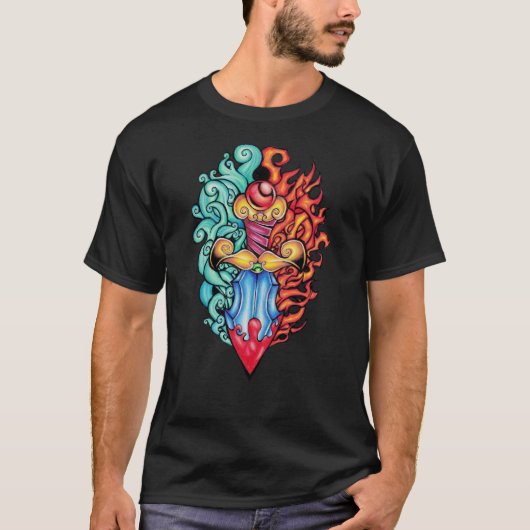 火と水ダガータトゥー Tシャツ (正面)
