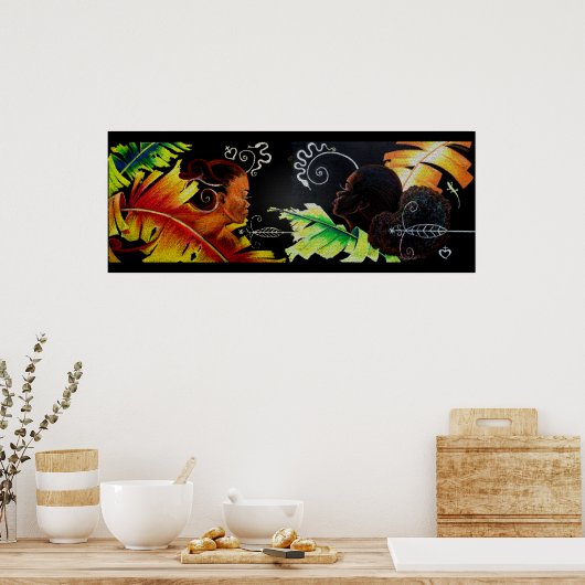 火と水疱 – モザイク ポスター (キッチン)