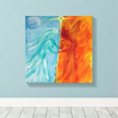 火と水、神男らしとフェミニン キャンバスプリント (インサイチュ (ウッドフロア))