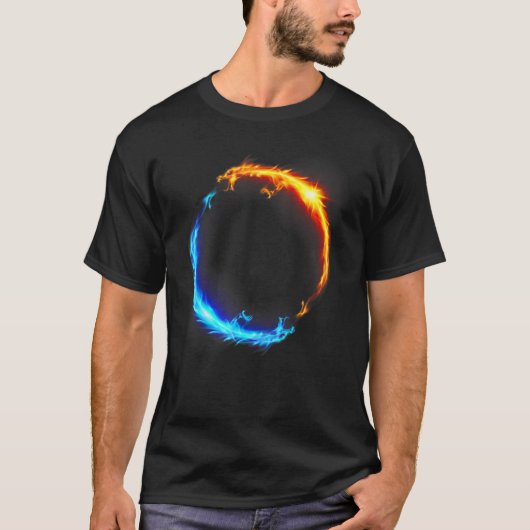火と氷のデュエル竜の蒸気波 Tシャツ (正面)
