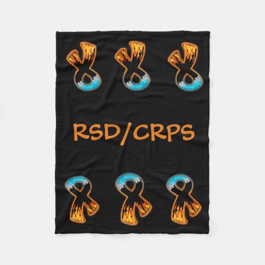 火と氷のリボン フリースブランケット (正面)