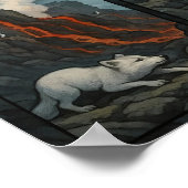 火と氷の国 – パフィン、溶岩と北極キツネ ポスター (角)