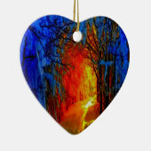 火と氷の美芸術的しい青、オレンジ、赤 セラミックオーナメント (右)