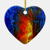 火と氷の美芸術的しい青、オレンジ、赤 セラミックオーナメント (正面)