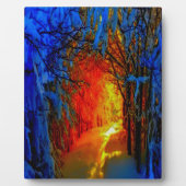 火と氷の美芸術的しい青、オレンジ、赤 フォトプラーク (正面)