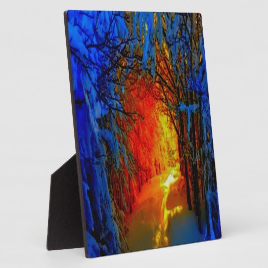 火と氷の美芸術的しい青、オレンジ、赤 フォトプラーク (側面)